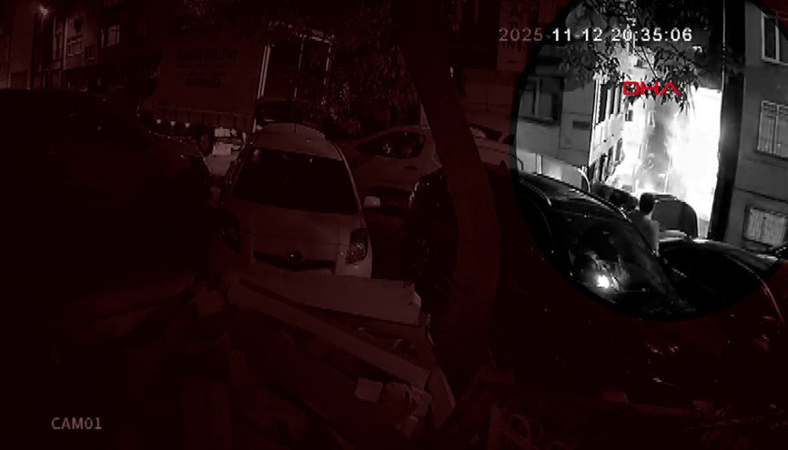 Kağıthanede bir binada yaşanan patlama kamerada