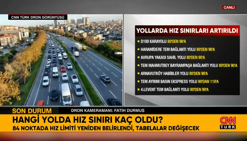 İstanbul yollarında hız sınırları değişti Cadde cadde yeni hız limitleri