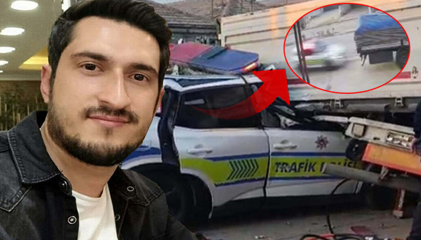 Bir polisin şehit olduğu kazanın görüntüleri ortaya çıktı