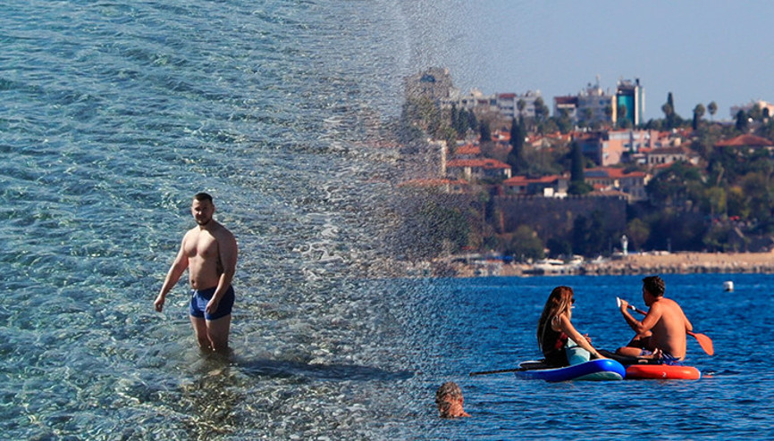 Birçok ilde kar yolları kapattı, burada ise hala denize giriliyor