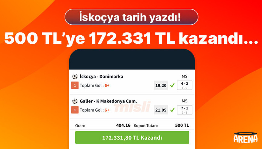 İskoçya tarih yazdı 500 TL’ye 172.331 TL kazandı...