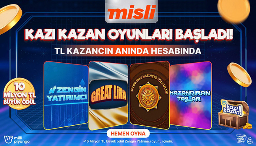 Kazı Kazan Oyunları Artık Misli’de