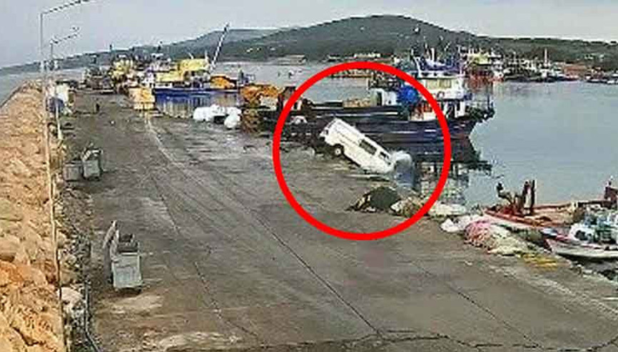 Didimde kamyonetin denize uçtuğu anların görüntüleri ortaya çıktı