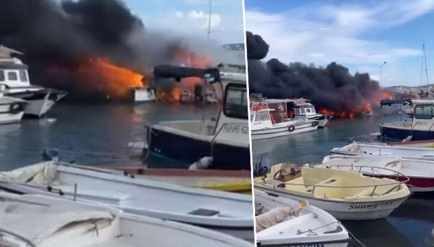 Rüzgarın etkisiyle büyüdü: 7 tekne alevlere teslim oldu