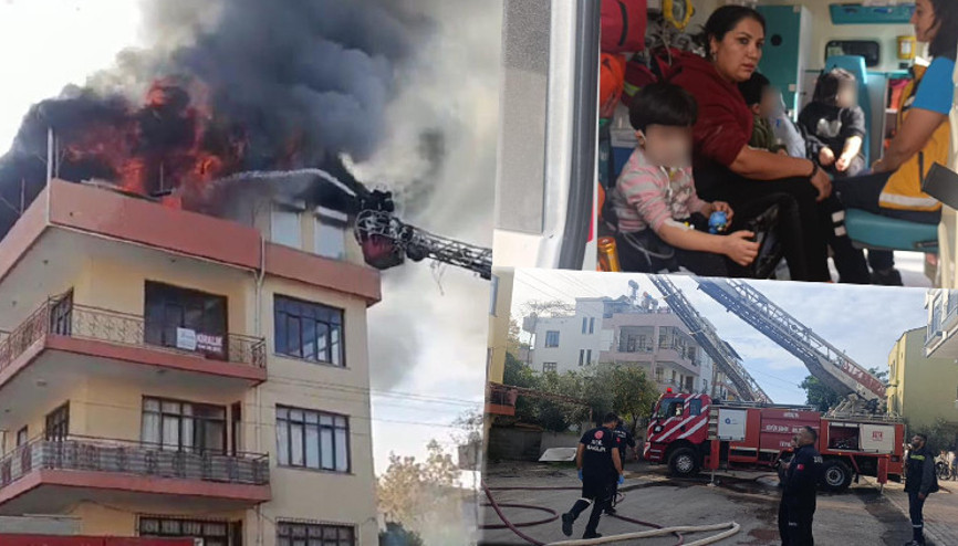 Alevler içinde mahsur kalan 3 çocuğu inşaat işçileri kurtardı