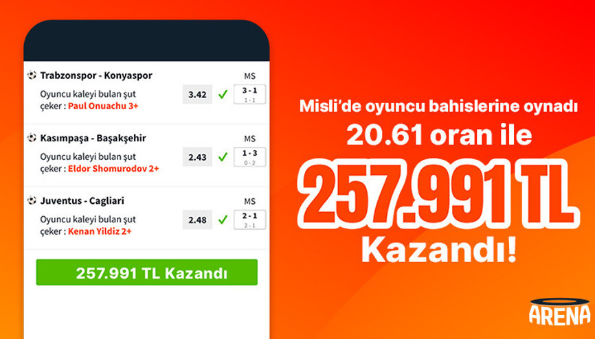 Misli’de oyuncu bahislerine oynadı 20.61 oran ile 257.991 TL kazandı…
