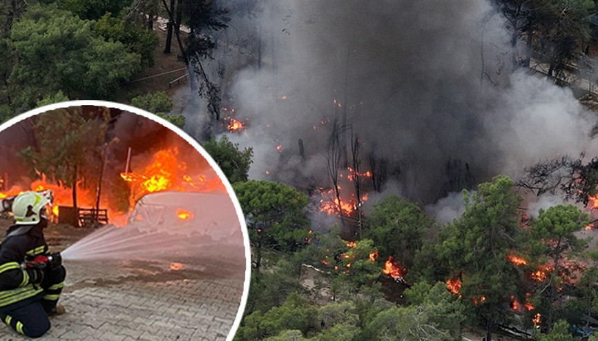 Birinde başlayıp diğerlerine sıçradı: Ünlü koyda karavan yangını