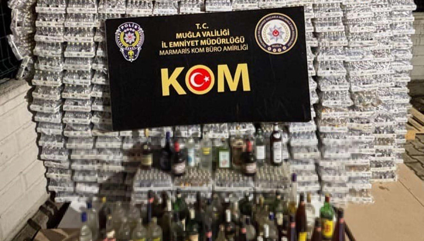 Muğlada bandrolsüz ve kaçak içki operasyonu Muğlada bandrolsüz ve kaçak içki operasyonu