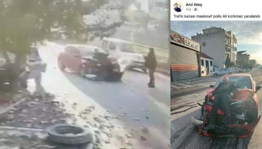 Polise çarptığı kazanın görüntüsünü sosyal medyada paylaştı, gözaltına alındı
