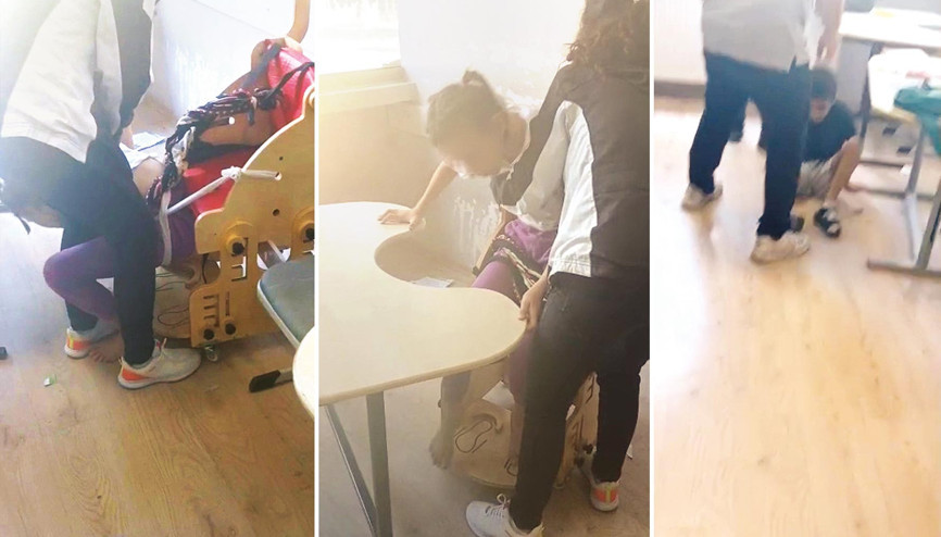 Otizmli çocukları sıralara bağladılar... İnsanlığınız batsın