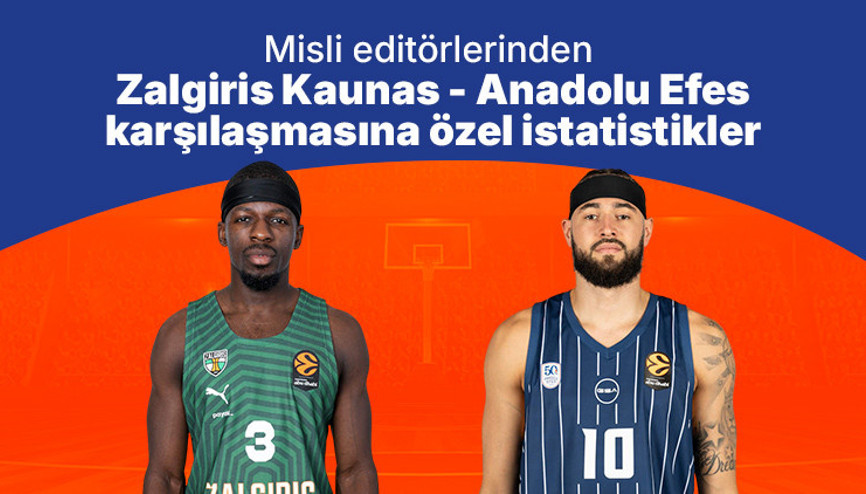 Misli editörlerinden Zalgiris Kaunas - Anadolu Efes karşılaşmasına özel istatistikler