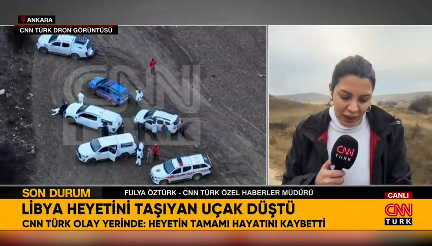 Ankarada Libya Genelkurmay Başkanı AL-Haddadı taşıyan jet düştü İşte enkaz alanı