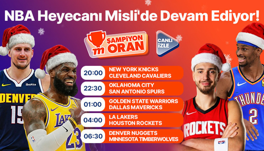 NBA’de bu akşam 5 maç oynanacak Maçların heyecanı canlı yayın, canlı sohbet ve Şampiyon Oranlar ile Mislide