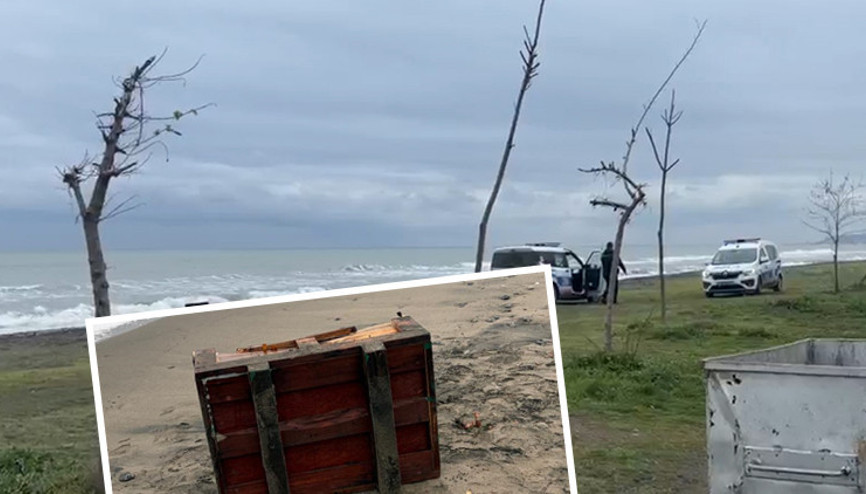 Samsunda sahile vuran gizemli sandık Üzerinde dikkat çeken yazılar