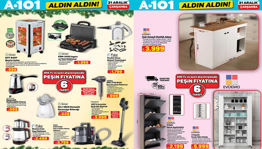 BUGÜN RAFLARDA ❗A101 AFİŞİ 31 ARALIK 2025 ÇARŞAMBA || A101 Aldın Aldın aktüel kataloğu bu hafta neler getiriyor A101 indirim broşürü ile 3lü beyaz cam ankastre seti, şarjlı süpürge, otomatik narenciye sıkacağı, ısıtıcı ve buharlı temizleyici raflarda