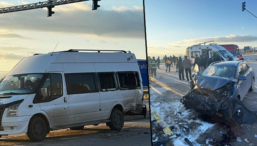 Öğrenci servis minibüsü ile otomobil çarpıştı: 9 yaralı Öğrenci servis minibüsü ile otomobil çarpıştı: 9 yaralı