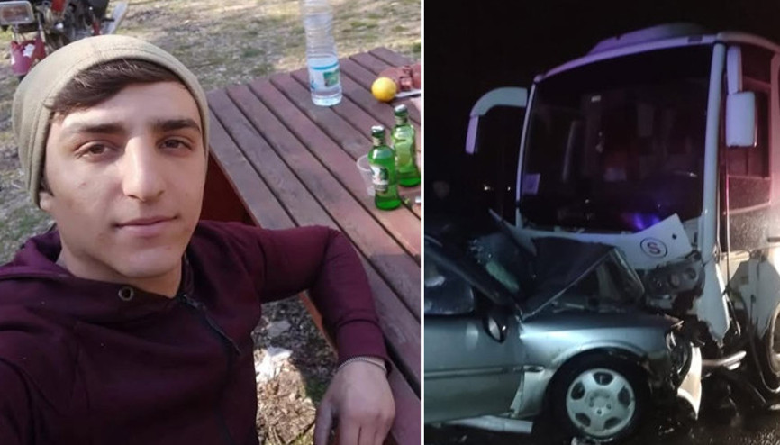 Gönende feci kaza İşçi servis midibüsü ile otomobil çarpıştı: 1 ölü, 8 yaralı