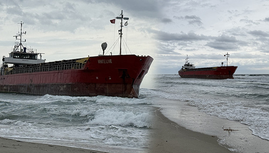 Tekirdağda yük gemisi karaya oturdu