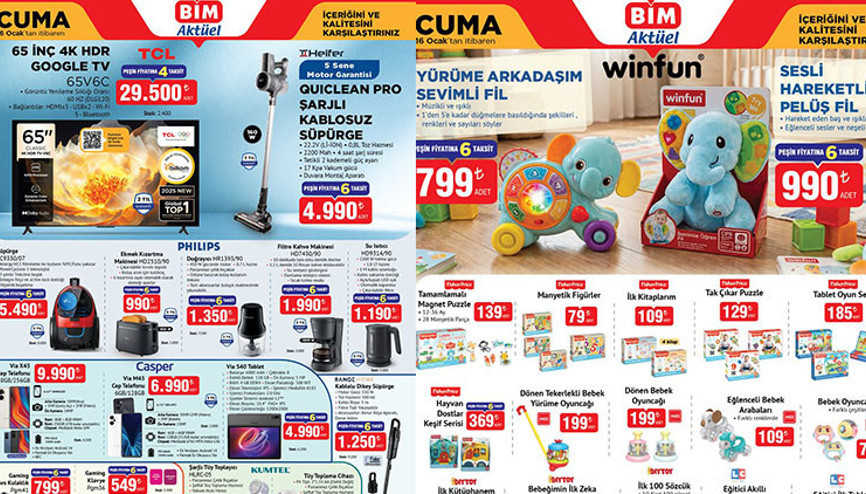 KARNE HEDİYELERİ RAFLARDA BİM 16 OCAK 2026 KATALOĞU (İNDİRİMLİ ÜRÜNLER BROŞÜRÜ) || Bim aktüel bu hafta ürünleri neler Bim afişi Yürüme Arkadaşım Sevimli Fil Getiriyor