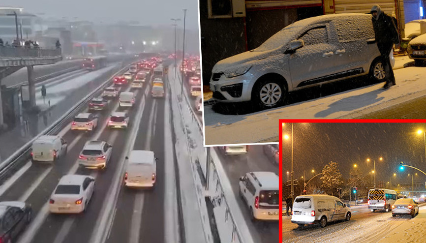 İstanbulda kar yağışı başladı: Şehir adeta beyaza büründü