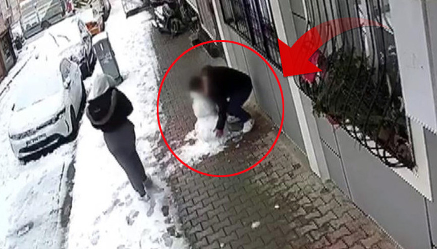 Küçükçekmecede çocukların yaptığı kardan adamı götürdü