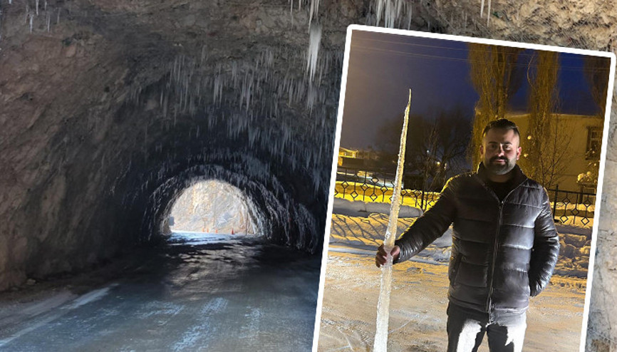 Hava sıcaklığı eksi 30,9 derece... Buz sarkıtları insan boyuna ulaştı