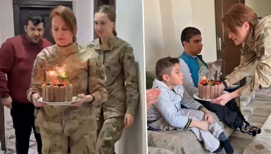 Jandarmadan sürpriz kutlama: Bedensel engelli çocuğu böyle mutlu ettiler