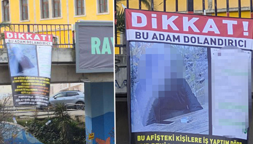 Afiş yaptırıp kent merkezindeki viyadüğe astı Görenler şaşkınlık yaşadı