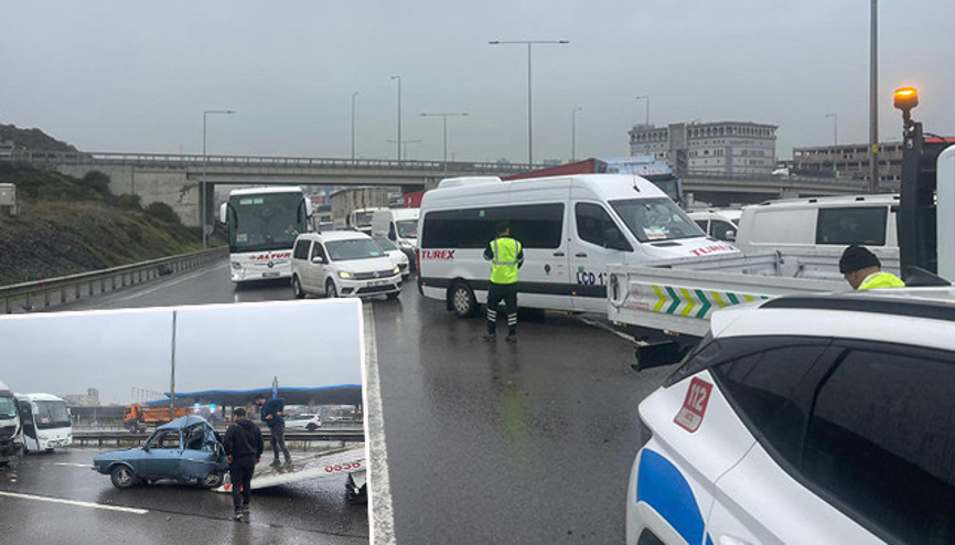 Başakşehirde TIR, otomobile arkadan çarptı: 2 şerit trafiğe kapatıldı