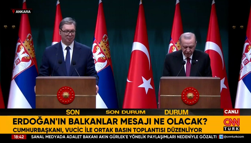 Cumhurbaşkanı Erdoğan ile Sırbistan Cumhurbaşkanı Vucicten ortak basın toplantısı