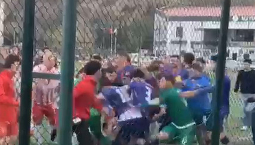 Tokatta amatör ligdeki kavga kamerada