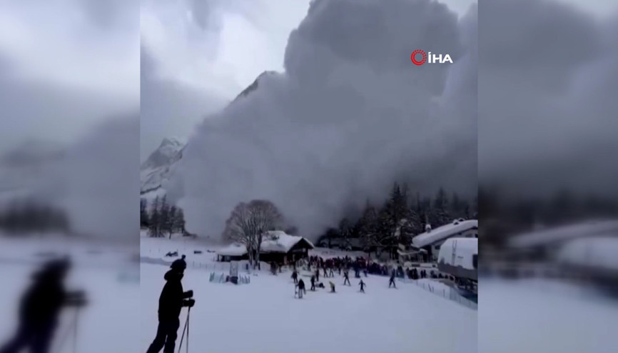 İtalyada kayak merkezinde çığ düşme anı kamerada 2 ölü
