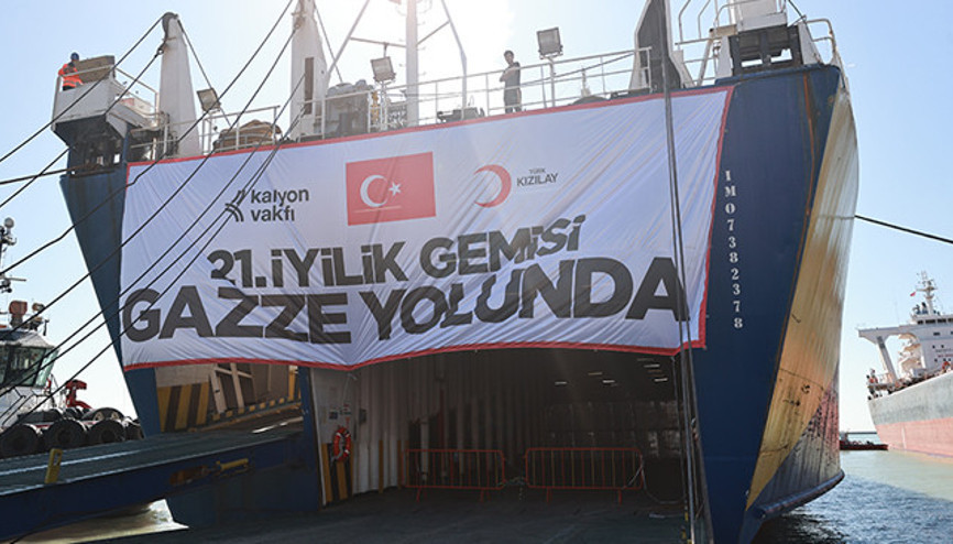 Türk Kızılayın Gazze için hazırladığı 21. İyilik Gemisi Mersin Limanından uğurlandı