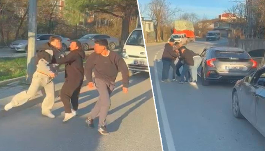 Arnavutköyde yol verme kavgası Yumruklar havada uçuştu