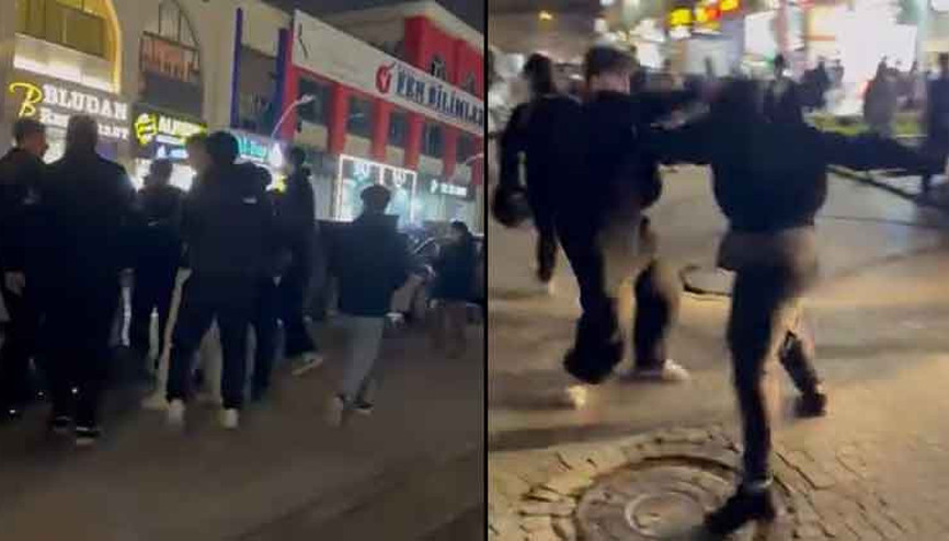 İftar sonrası iki grup arasında kavga Yumrukların havada uçuştuğu kavga kamerada