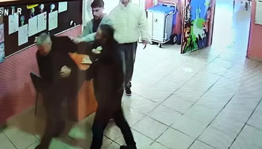 Okul müdürlerine saldırı kamerada