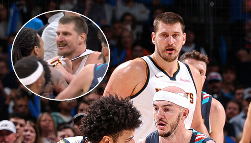 Oklahoma - Denver maçında saha karıştı Nikola Jokic çıldırdı