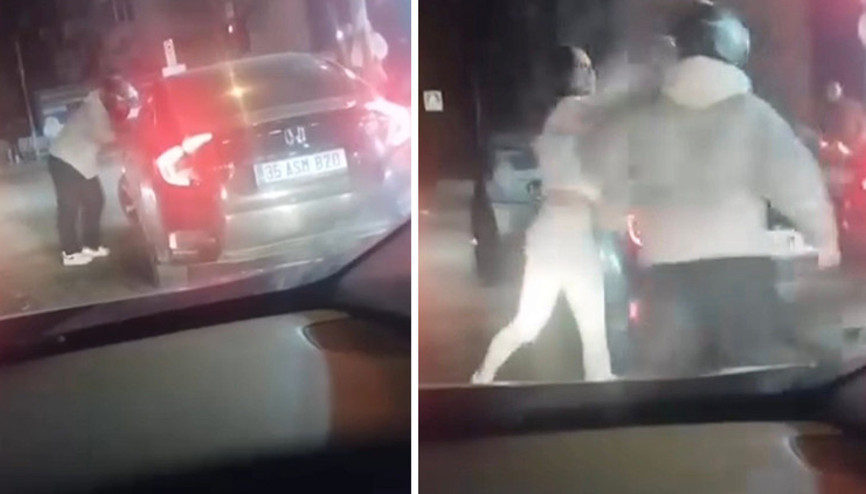 Motosiklet sürücüsü neye uğradığını şaşırdı: Uyarmak için yanına gitti, saldırıya uğradı