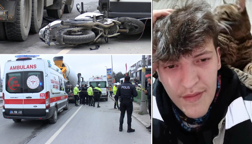 Güngörende motosiklet sürücüsünün feci ölümü Minibüse çarptıktan sonra üzerinden beton mikseri geçti