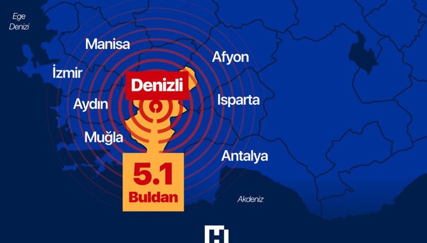 Denizlide 5.1 büyüklüğünde deprem oldu