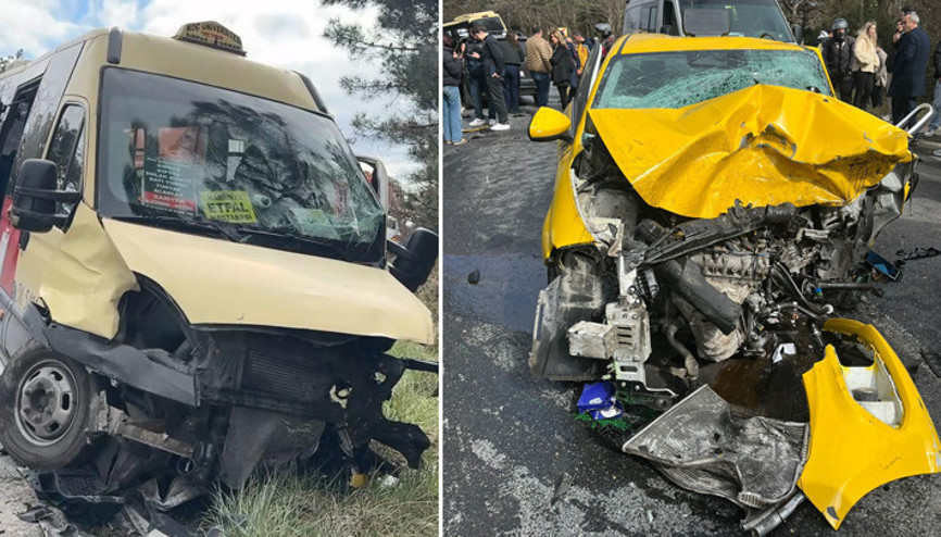 Sarıyerde feci kaza Taksiyle yolcu minibüsü çarpıştı: 1 ölü, 4 yaralı Sarıyerde feci kaza Taksiyle yolcu minibüsü çarpıştı: 1 ölü, 4 yaralı