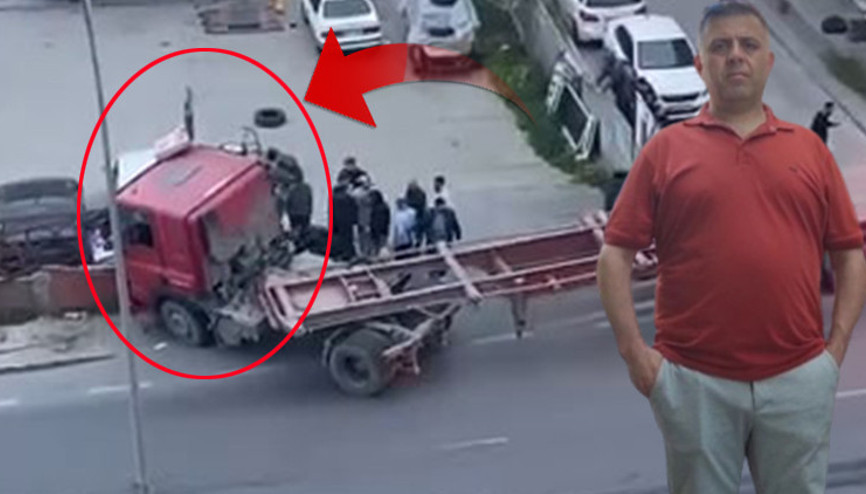 Beylikdüzünde TIRın çarptığı yaya hayatını kaybetti; kaza kamerada