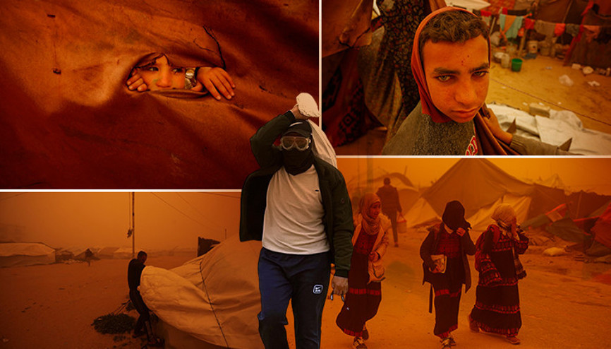 Gazzede kum fırtınası ile mücadele