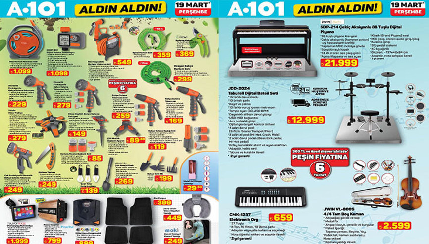 SATIŞTA 19 MART A101 ALDIN ALDIN AFİŞİ 2026 PERŞEMBE - A101 YENİ BROŞÜRÜ TAM LİSTE || A101 bu hafta indirimli aktüel kataloğu ürünleri neler A101 broşürü ile halı yıkama makinesi, otomatik çaycılı su sebili, dijital bateri seti, tam boy keman geliyor