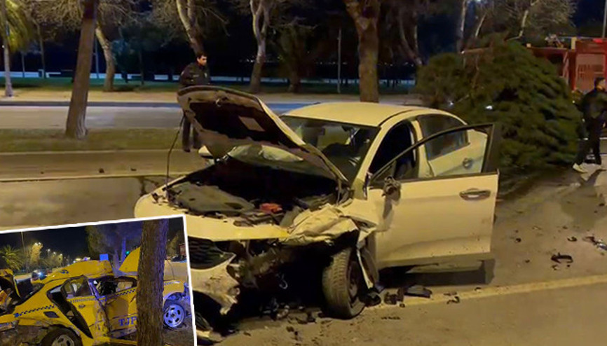 Kartal’da sürücüsünün makas attığı otomobil, taksiye çarptı: 3 yaralı