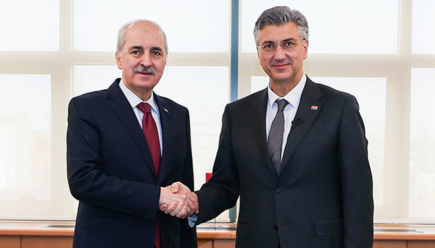 TBMM Başkanı Kurtulmuş, Hırvatistan Başbakanı Plenkovic ile bir araya geldi