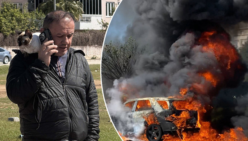 Seyir halindeki otomobil bir anda alev aldı Kedisini son anda kurtardı