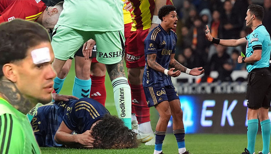 Fenerbahçeden Kayseride kırmızı kart tepkisi Edersonun kaşı açıldı...