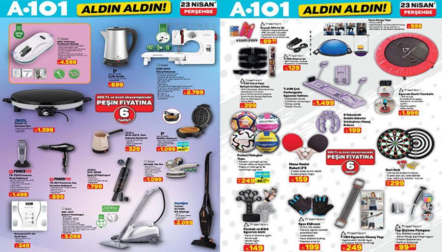 A101 AFİŞ ALDIN ALDIN BU HAFTA ÜRÜNLERİ 23 NİSAN 2026 (YENİ AYRINTILI LİSTE) || A101 aktüel ürünler kataloğu bu hafta neler getiriyor A101 broşürü ile manyetik blok, iç mekan LED ekran, cam temizleme robotu, su sebili, buharlı temizleyici, trambolin geliyor