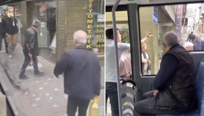 Bursada trafikte dehşet Baltayla otobüs şoförünün üzerine yürüdü